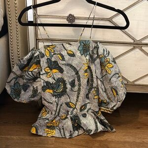 Ulla Johnson Yellow and Blue Floral Blouse